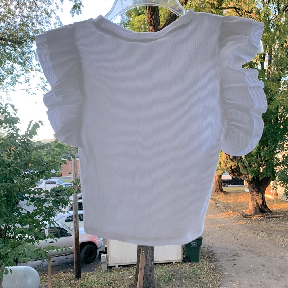 NWOT Zara ruffle sleeve crop top- white